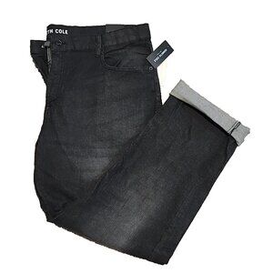 KENNETH COLE NY 38 30 Mens Straight Leg Stretch black Jeans Low Rise waist new